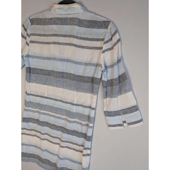 Brooks Brothers 100% Linen Shirtdress Sz 2 Dress Blue White Stripes 3/4 Sleeve - Picture 11 of 14